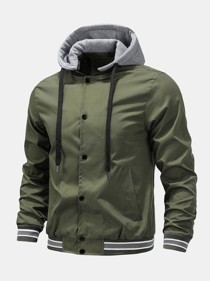 Removable Hood Bomber Coat