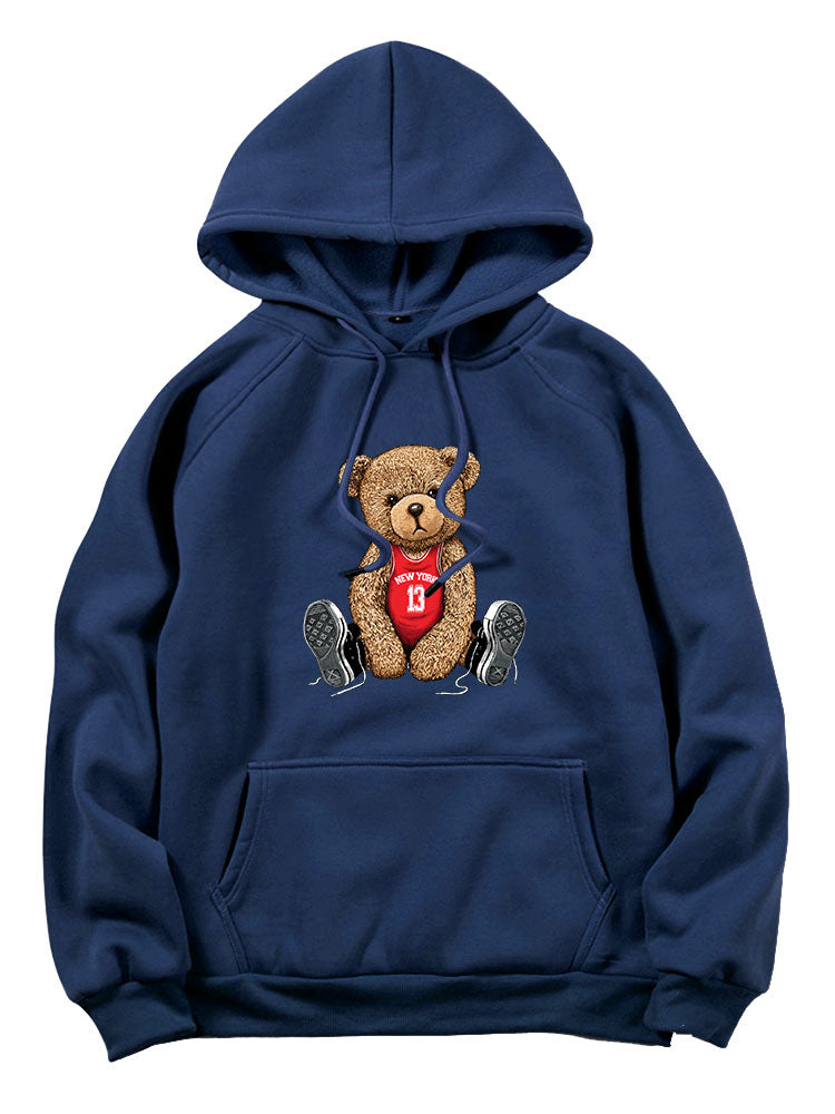 New York Bear Print Hoodie