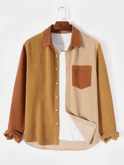 Spring Autumn Cargo Corduroy Men  Shirts