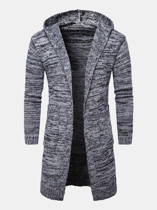 Mens Fashion Hooded Knitted Cardigan Black  Sweater