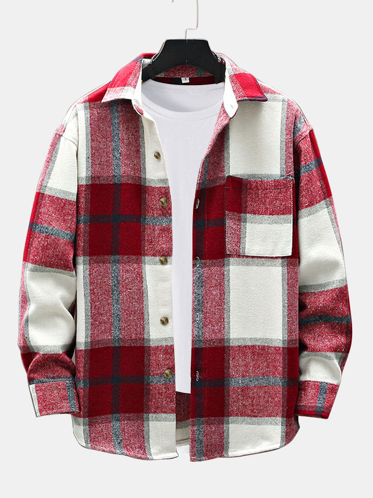 Flannel Plaid Overshirt With Pocket