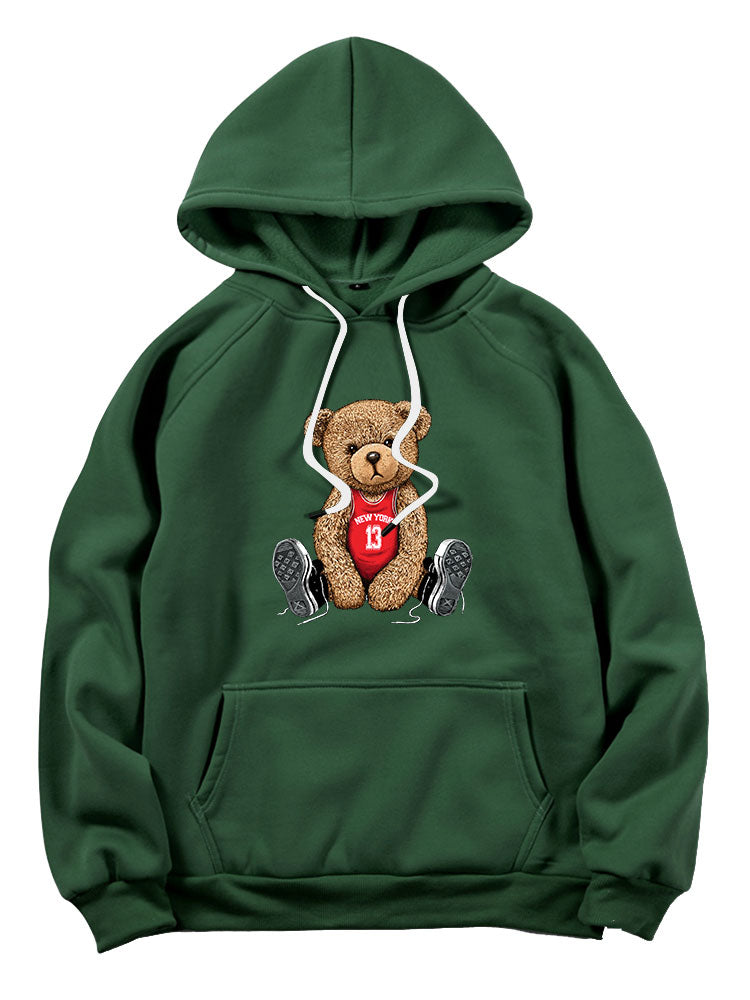 New York Bear Print Hoodie