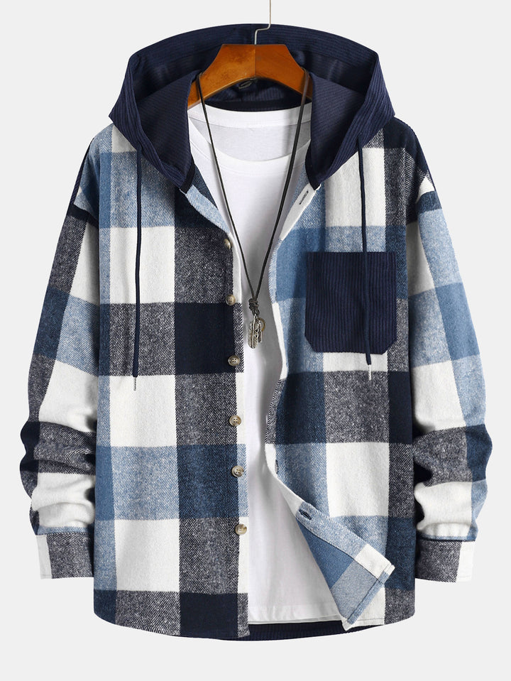 Men Plaid Hoodie shirt