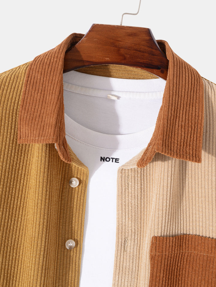 Spring Autumn Cargo Corduroy Men  Shirts