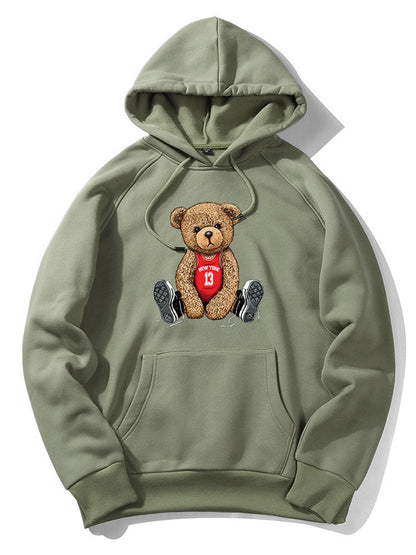 New York Bear Print Hoodie