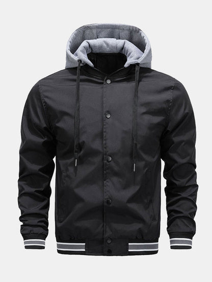 Removable Hood Bomber Coat