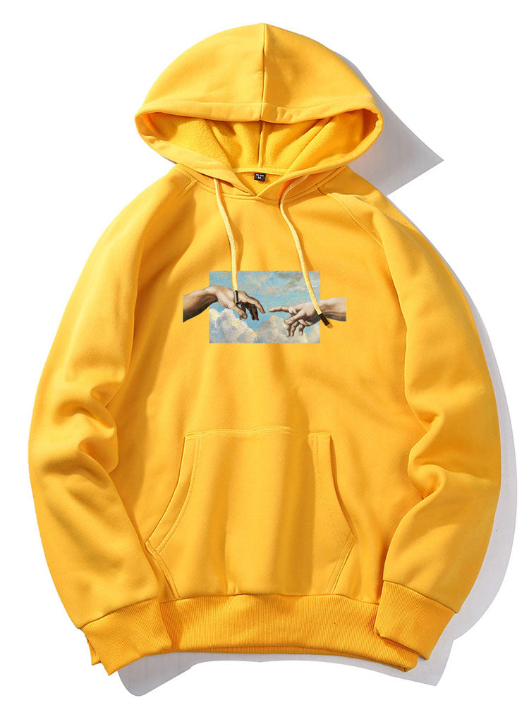 Creation Of Adam Print Hoodie