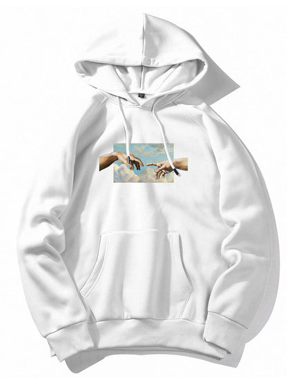 Creation Of Adam Print Hoodie