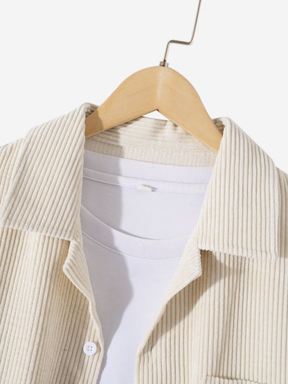 Long Sleeved Corduroy Revere Collar Shirt