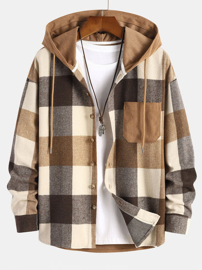 Men Plaid Hoodie shirt