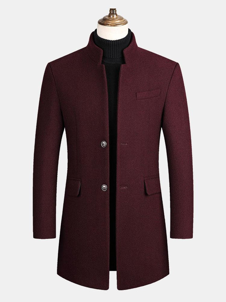 Upright Collar Wool Overcoat