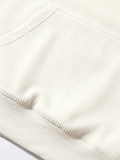 Paneled Corduroy Raglan Sleeves Hoodie