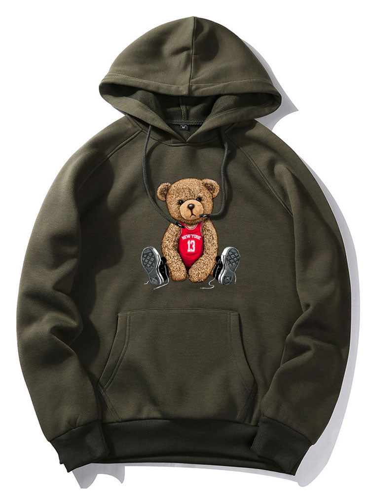 New York Bear Print Hoodie