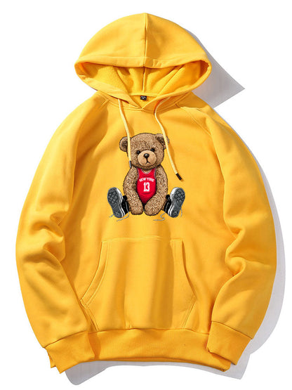 New York Bear Print Hoodie