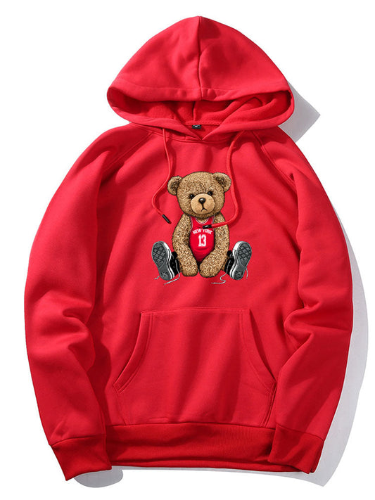 New York Bear Print Hoodie