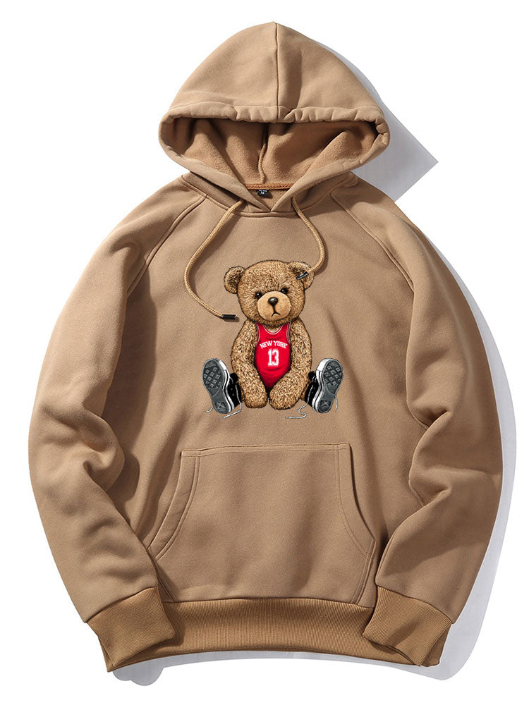 New York Bear Print Hoodie