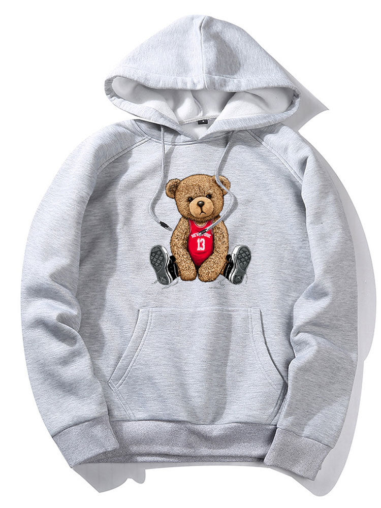 New York Bear Print Hoodie